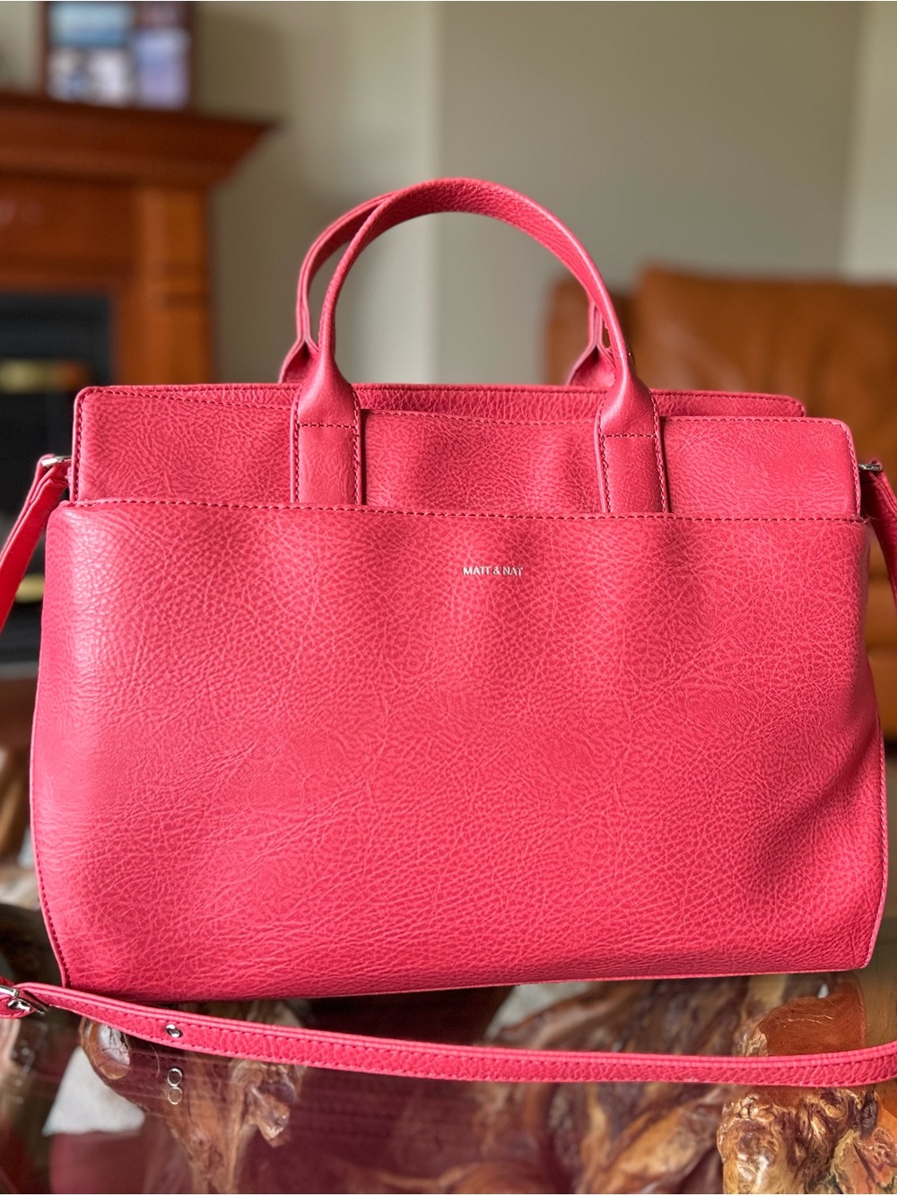 Matt & Nat Women’s Vegan Leather (Coral Red) Briefcase/Laptop Bag